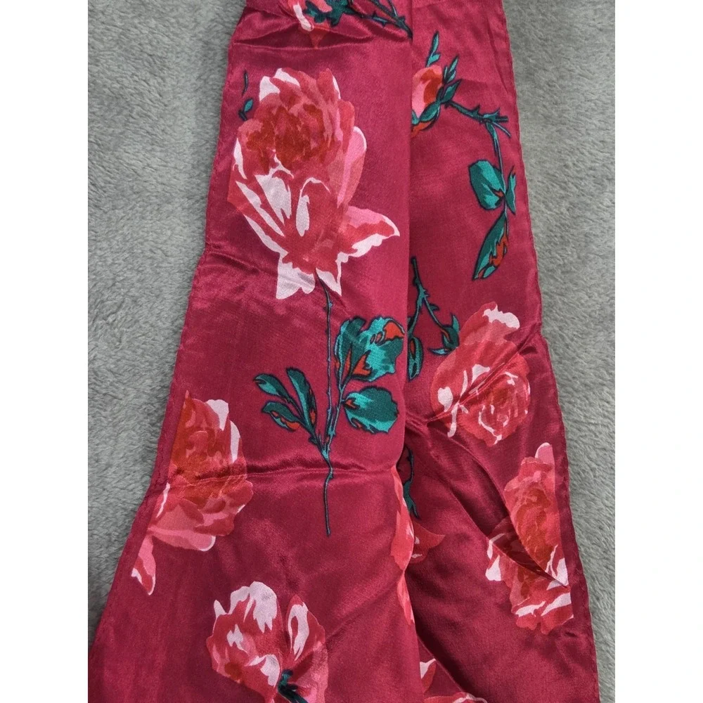 Vintage Baar Beards Silk Scarf Gorgeous 52 inch Red Floral